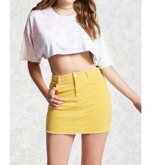 Forever 21 Dresses & Skirts - 🌺FOREVER 21 frayed coduroy yellow mini skirt🌺